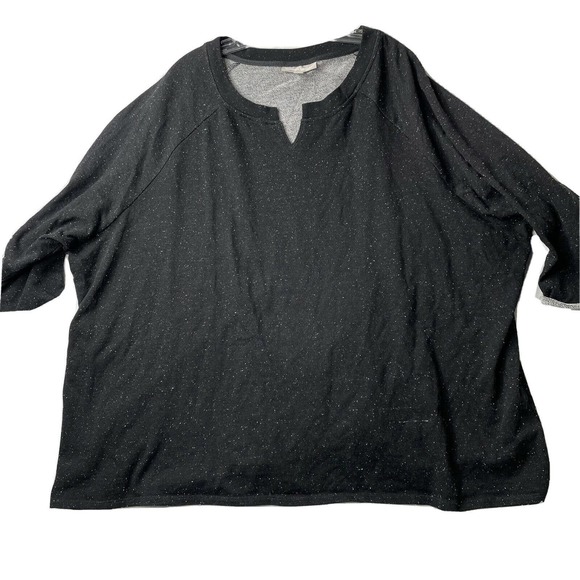 Woman Within Tops - Woman Within Womens Plus Size 4X 34/36 Black Speckled V-Neck Pullover Sweater